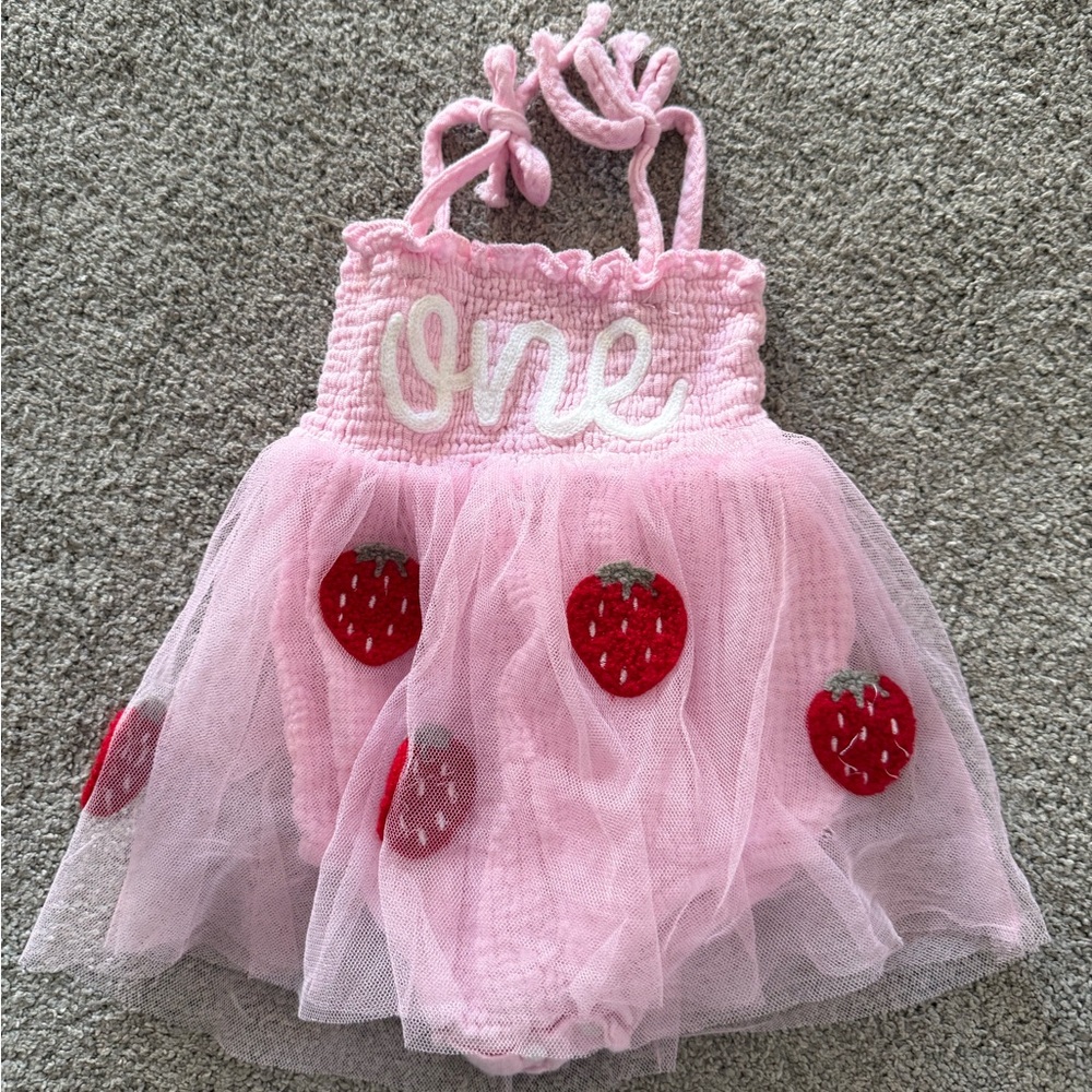 Baby’s berry first birthday dress combo